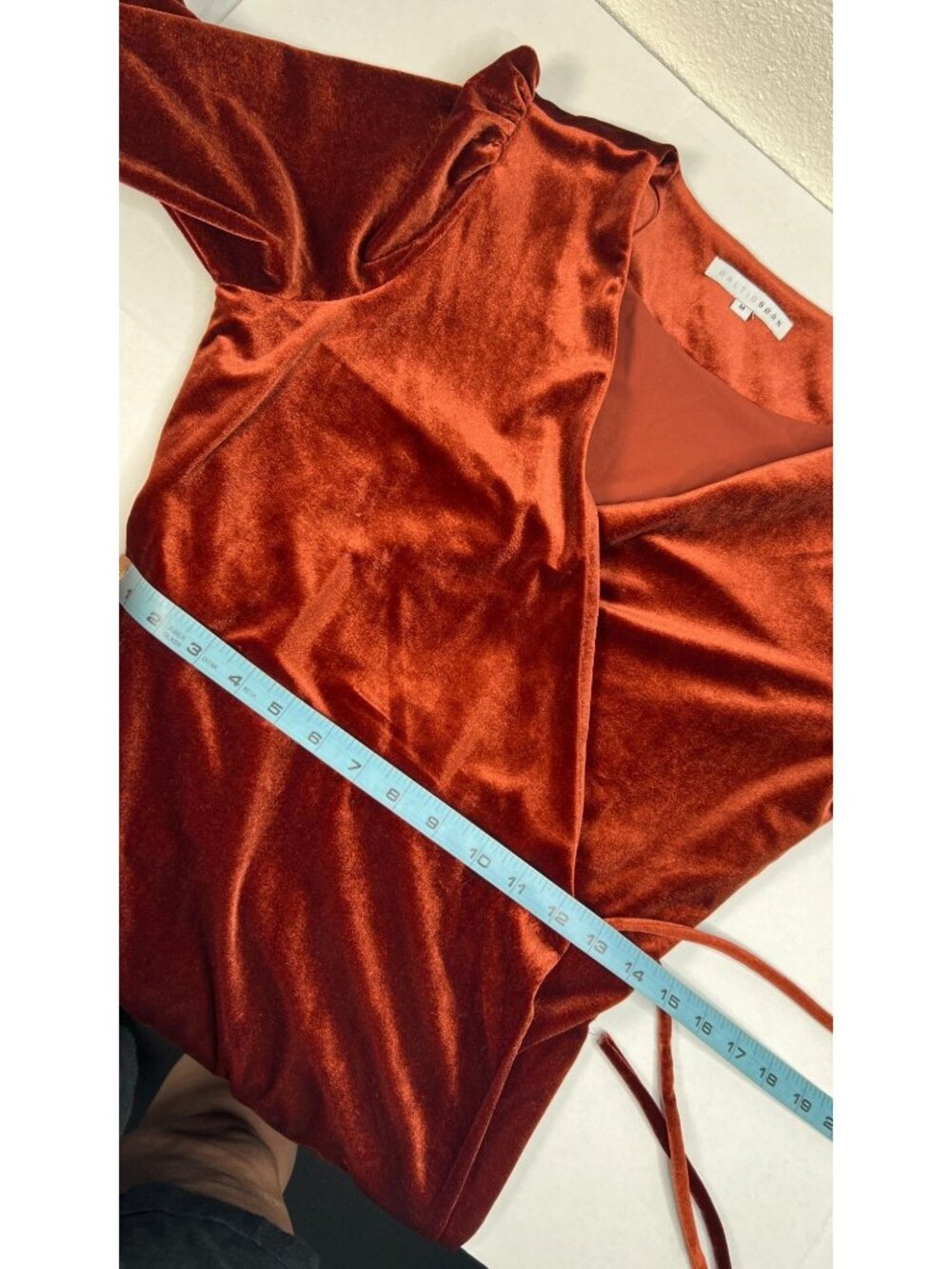 Baltic Born Beckinsale Midi Velvet Wrap Dress Cinnamon Rust Orange Medium Party - Picture 12 of 16